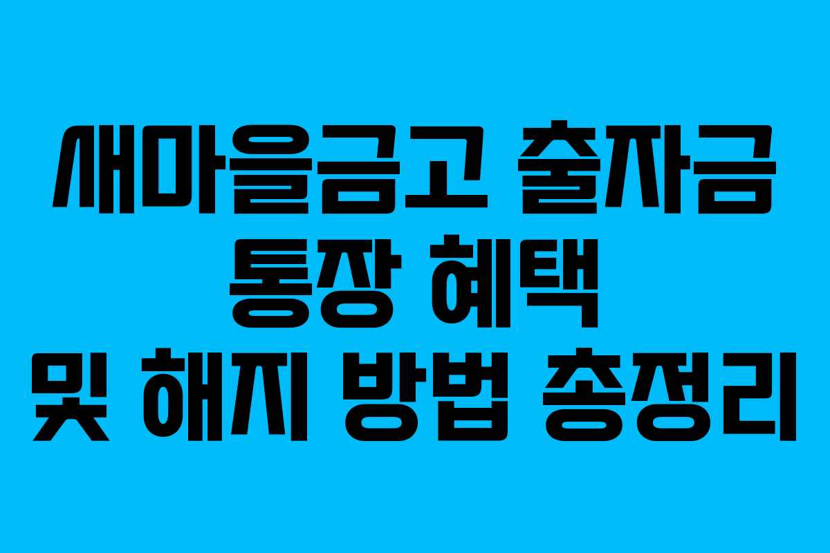 새마을금고 출자금 통장 혜택 및 해지 방법 총정리