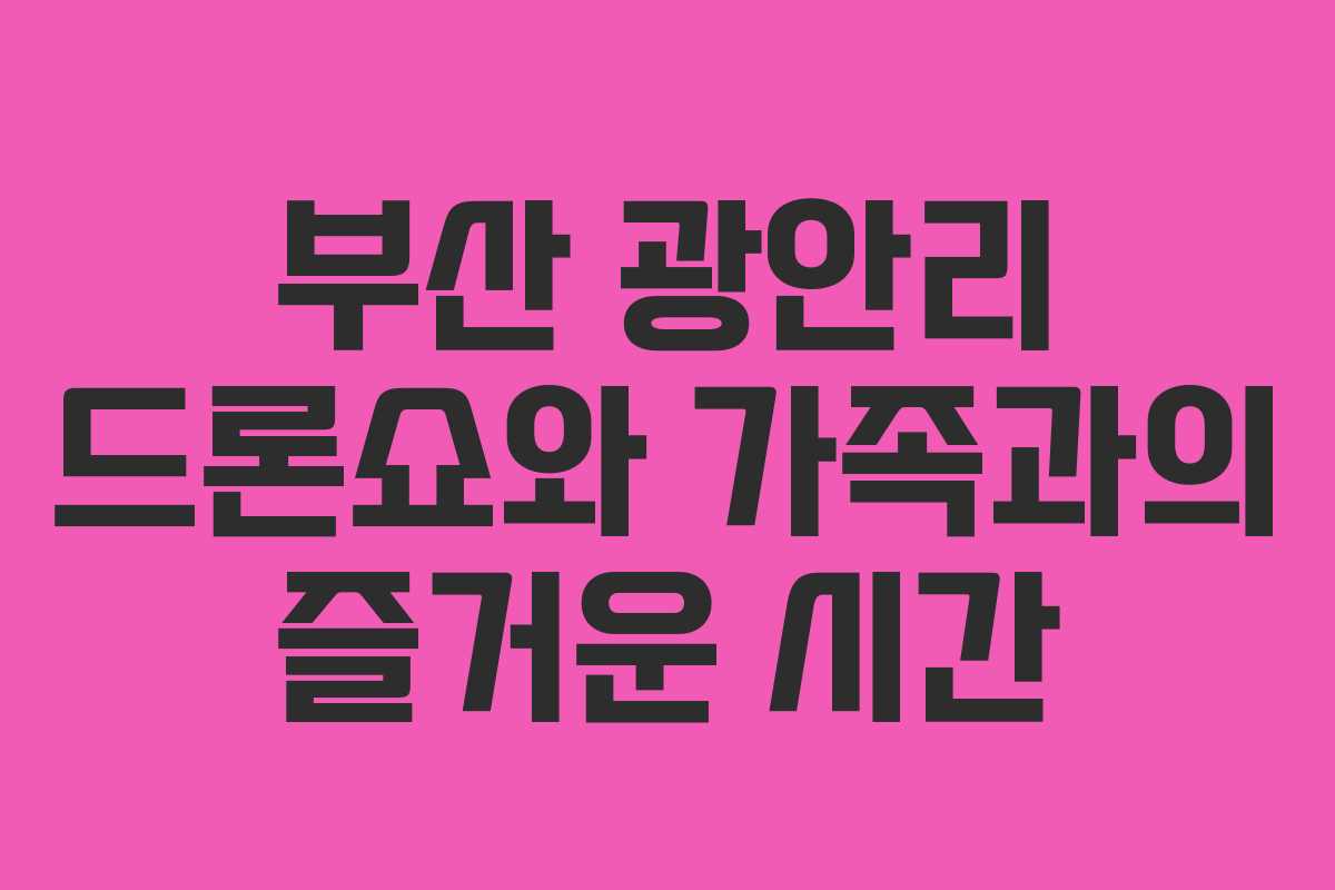 부산 광안리 드론쇼와 가족과의 즐거운 시간 부산 광안리 드론쇼와 가족과의 즐거운 시간