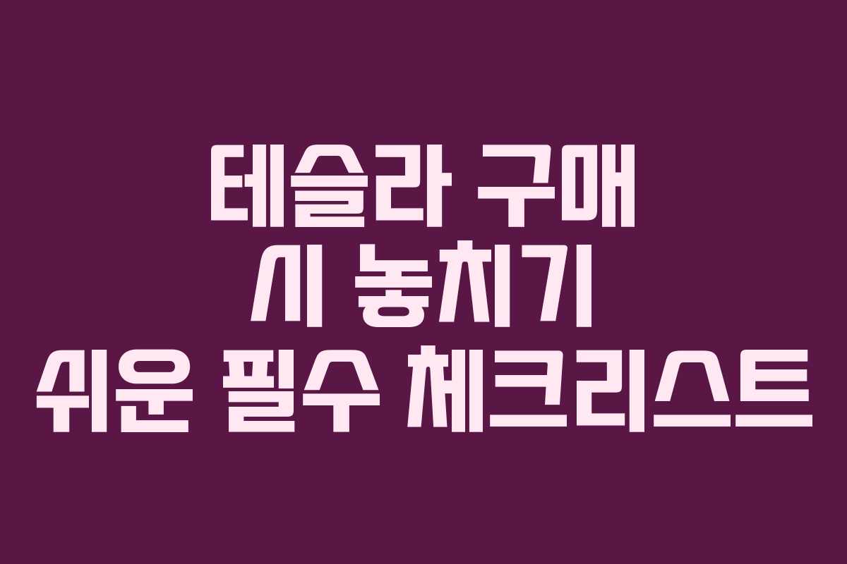 테슬라 구매 시 놓치기 쉬운 필수 체크리스트 테슬라 구매 시 놓치기 쉬운 필수 체크리스트