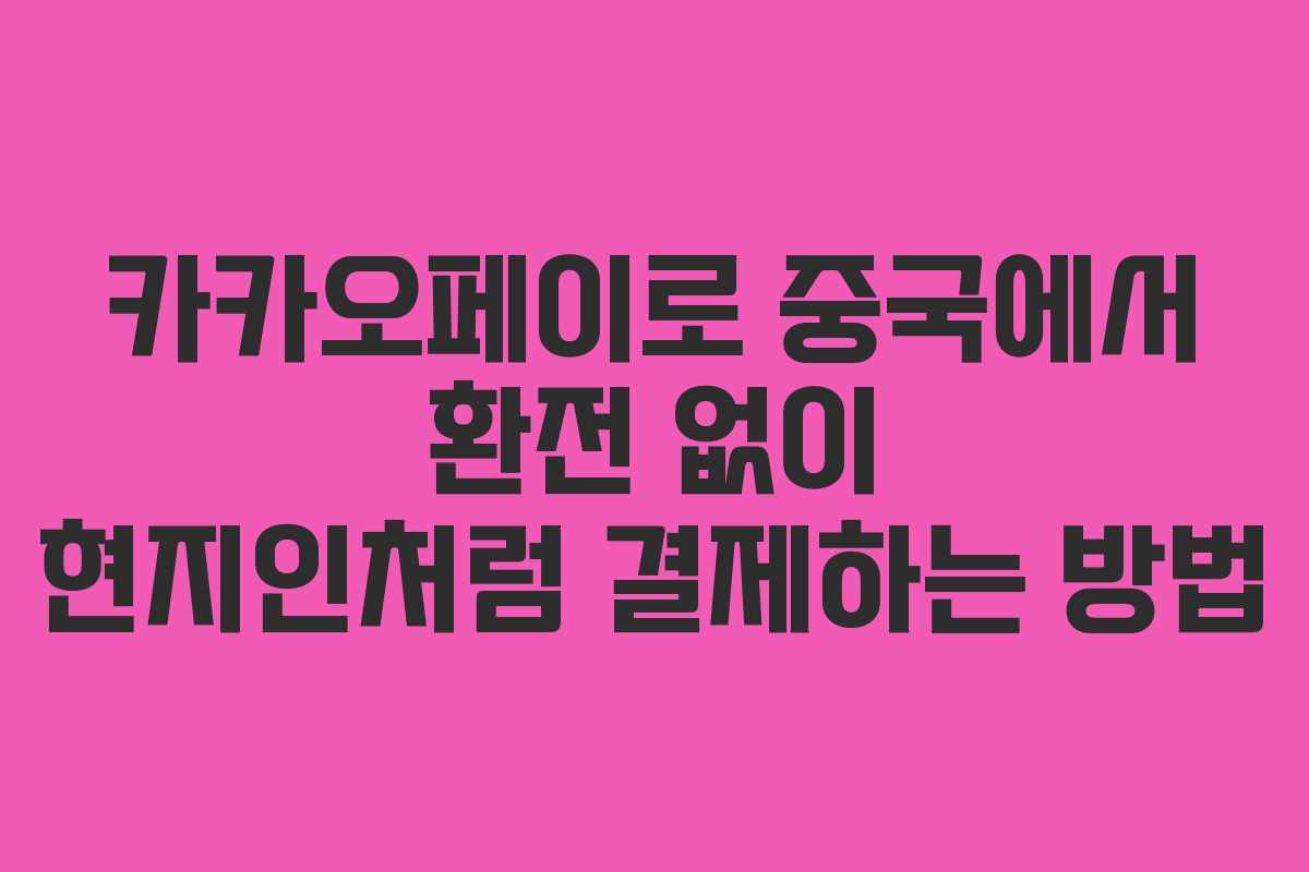 카카오페이로 중국에서 환전 없이 현지인처럼 결제하는 방법
