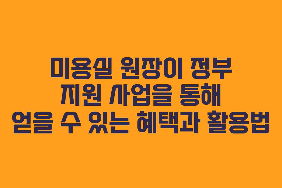 미용실 원장이 정부 지원 사업을 통해 얻을 수 있는 혜택과 활용법