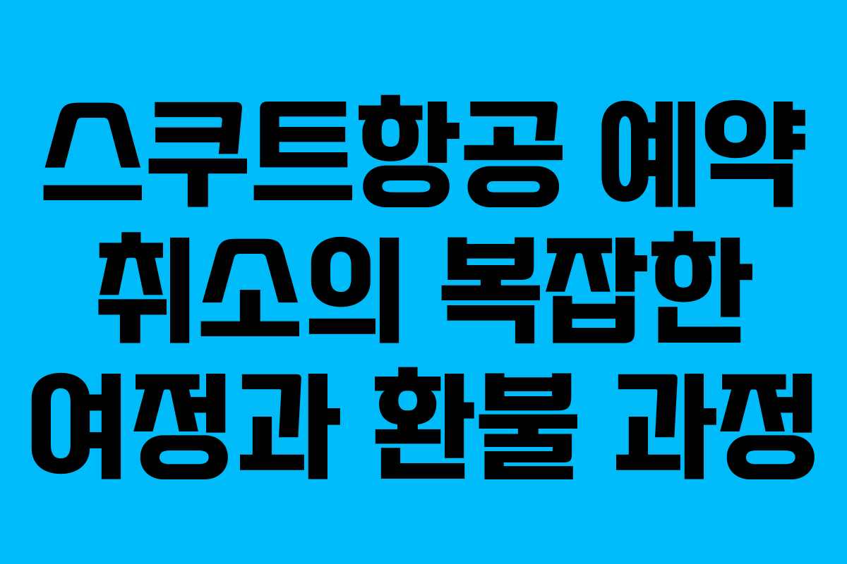 스쿠트항공 예약 취소의 복잡한 여정과 환불 과정