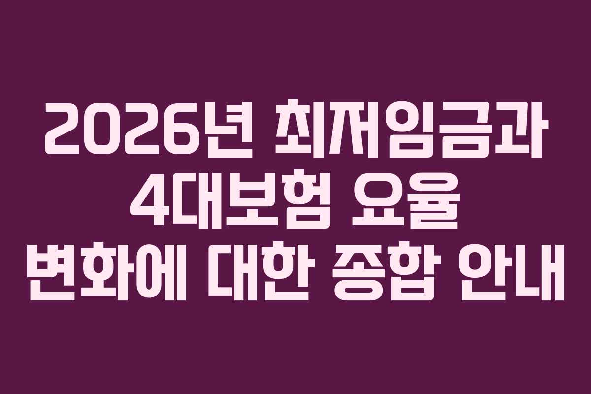 2026년 최저임금과 4대보험 요율 변화에 대한 종합 안내 2026년 최저임금과 4대보험 요율 변화에 대한 종합 안내