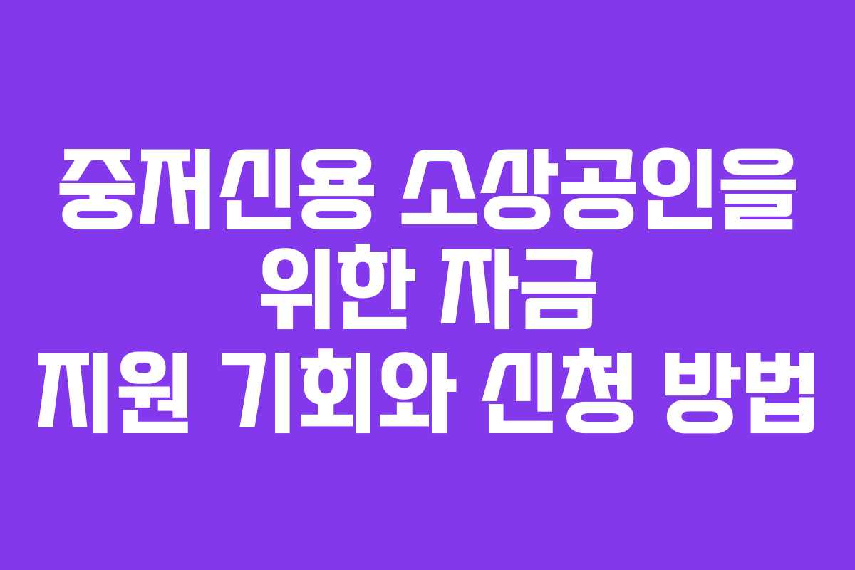 중저신용 소상공인을 위한 자금 지원 기회와 신청 방법
