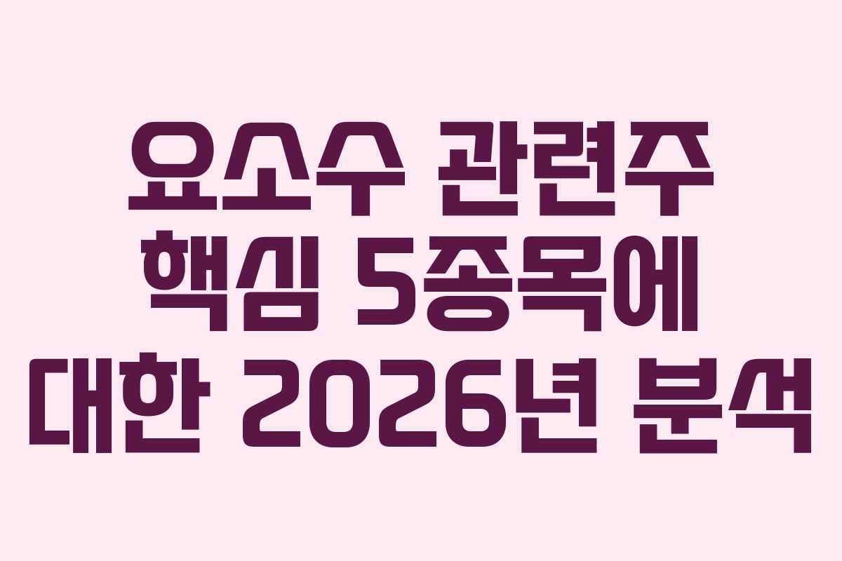 요소수 관련주 핵심 5종목에 대한 2026년 분석