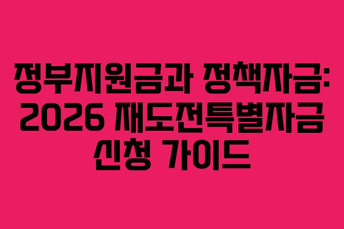 정부지원금과 정책자금: 2026 재도전특별자금 신청 가이드