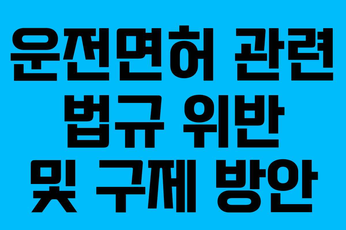 운전면허 관련 법규 위반 및 구제 방안