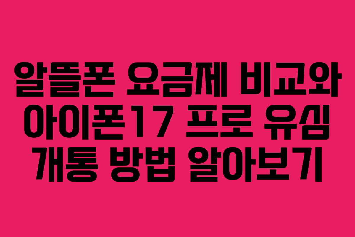 알뜰폰 요금제 비교와 아이폰17 프로 유심 개통 방법 알아보기 알뜰폰 요금제 비교와 아이폰17 프로 유심 개통 방법 알아보기