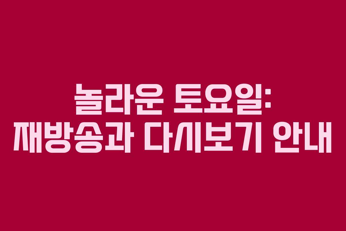 놀라운 토요일: 재방송과 다시보기 안내