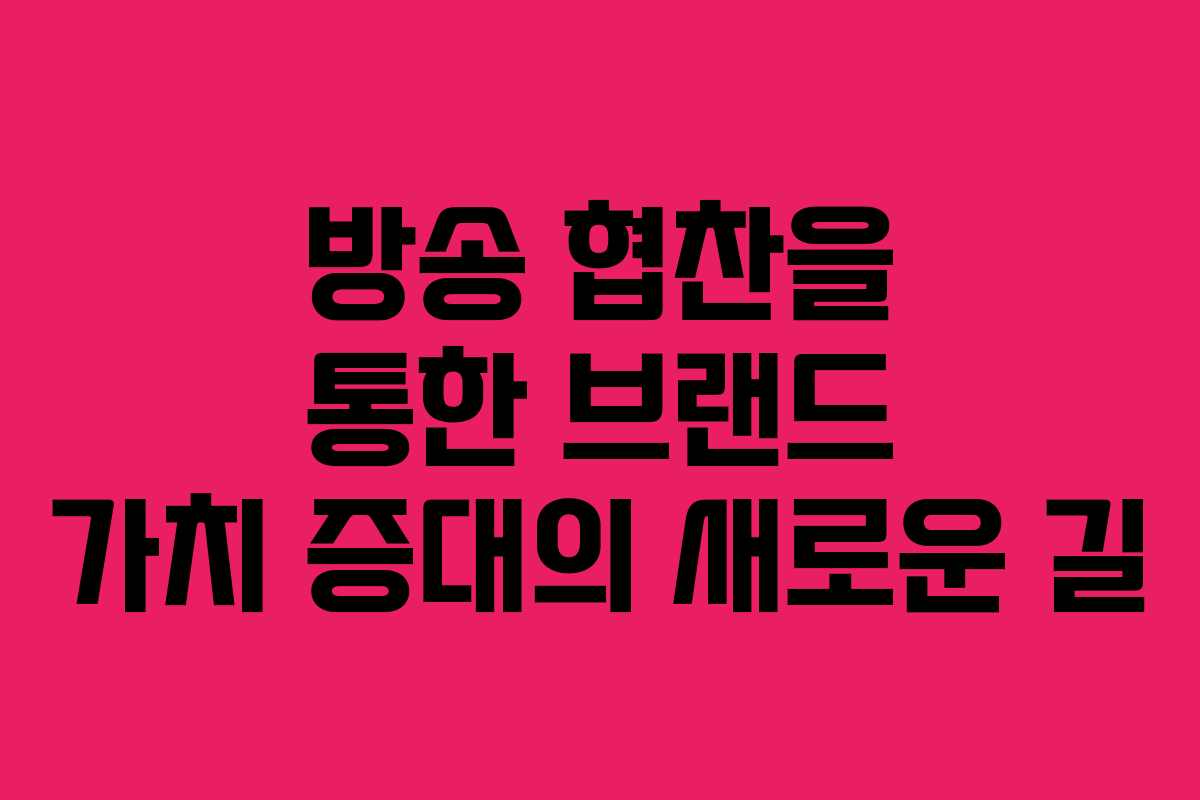 방송 협찬을 통한 브랜드 가치 증대의 새로운 길 방송 협찬을 통한 브랜드 가치 증대의 새로운 길