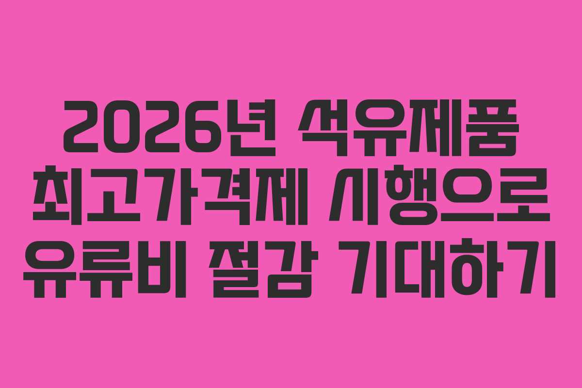 2026년 석유제품 최고가격제 시행으로 유류비 절감 기대하기