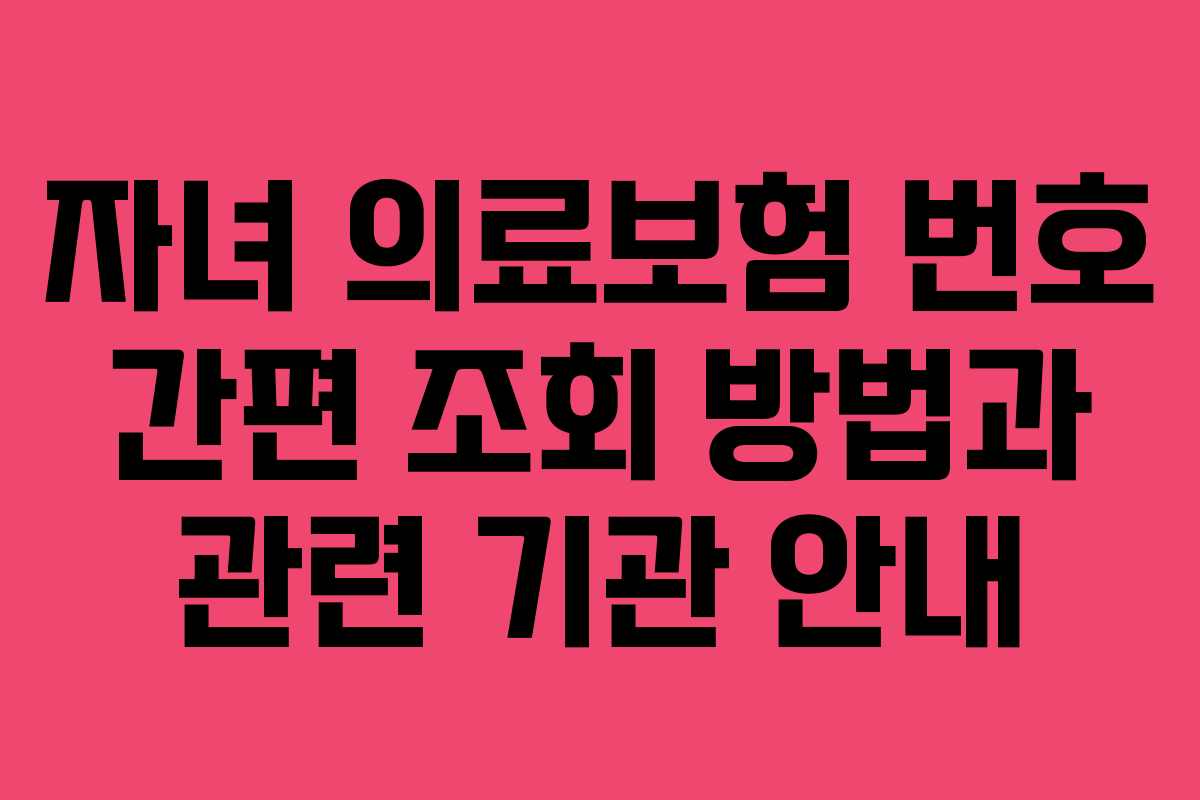 자녀 의료보험 번호 간편 조회 방법과 관련 기관 안내 자녀 의료보험 번호 간편 조회 방법과 관련 기관 안내