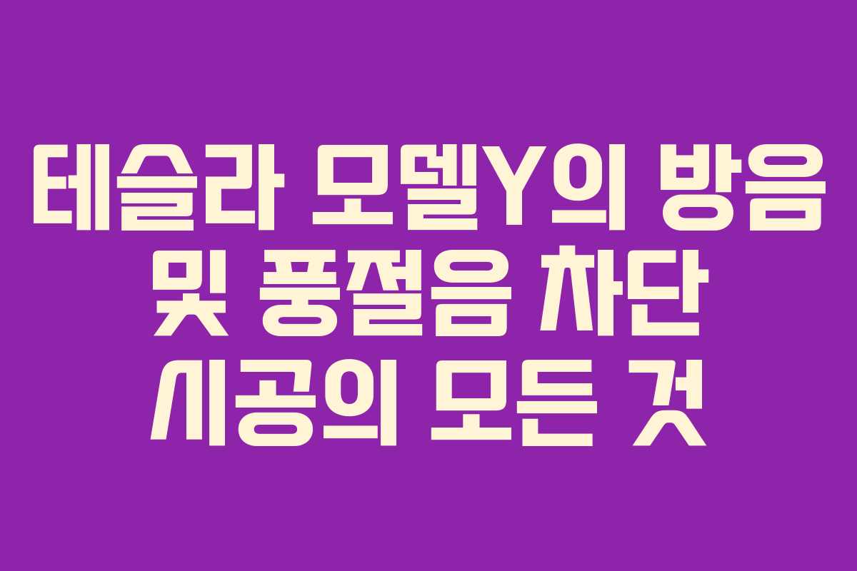 테슬라 모델Y의 방음 및 풍절음 차단 시공의 모든 것