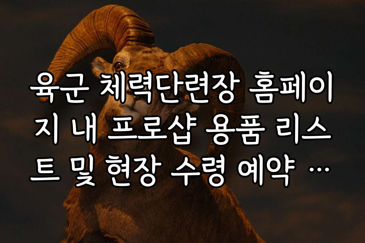육군 체력단련장 홈페이지 내 프로샵 용품 리스트 및 현장 수령 예약 가이드
