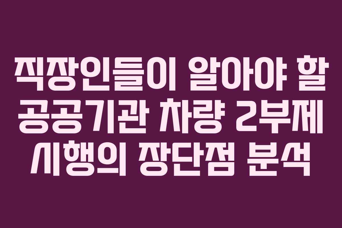 직장인들이 알아야 할 공공기관 차량 2부제 시행의 장단점 분석