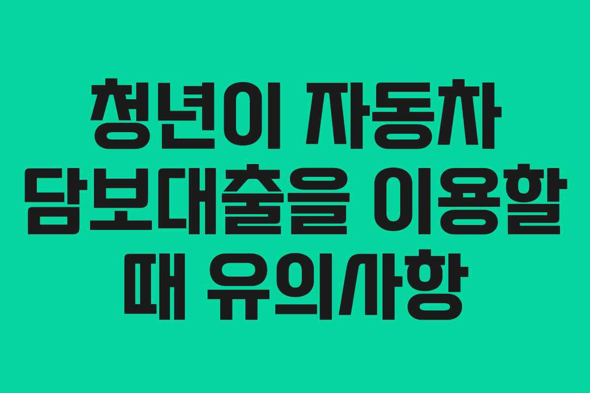 청년이 자동차 담보대출을 이용할 때 유의사항