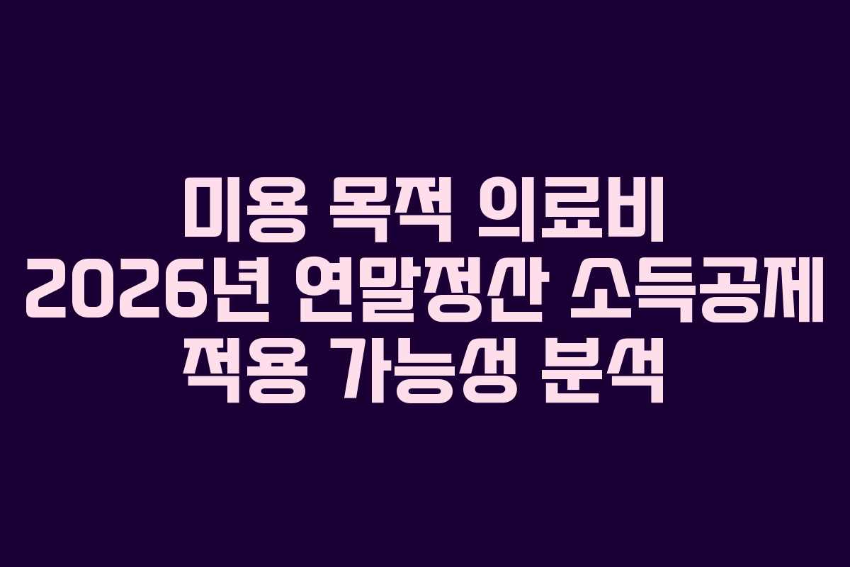 미용 목적 의료비 2026년 연말정산 소득공제 적용 가능성 분석