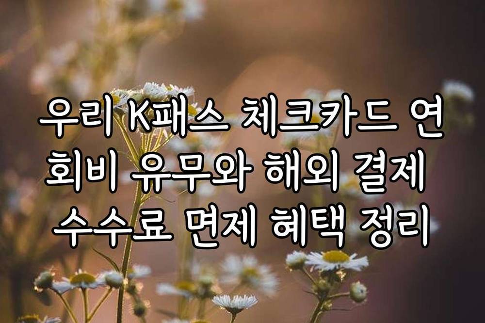 우리 K패스 체크카드 연회비 유무와 해외 결제 수수료 면제 혜택 정리