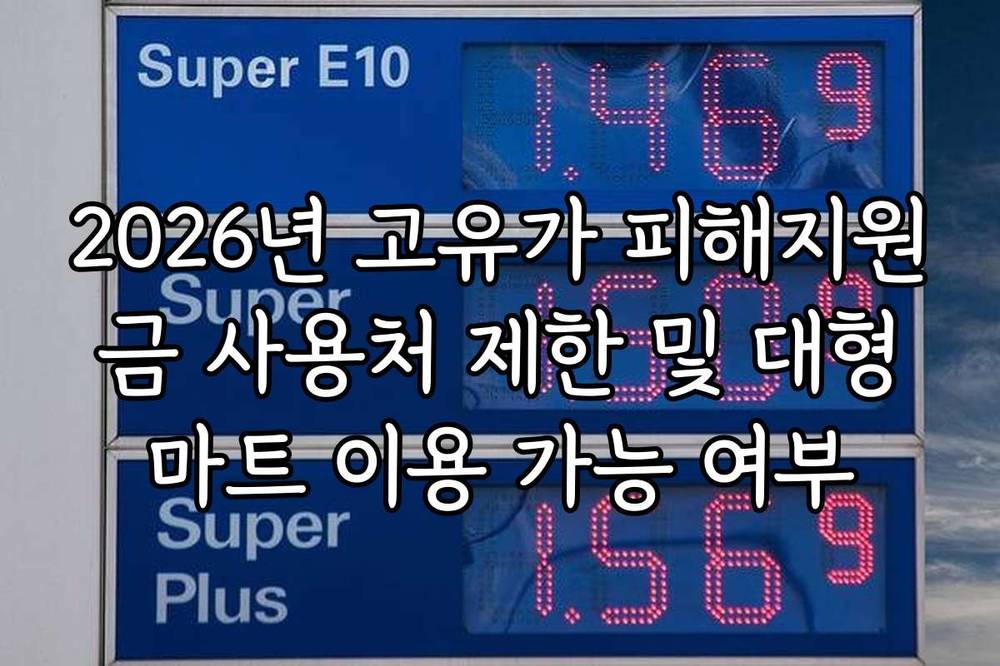 2026년 고유가 피해지원금 사용처 제한 및 대형마트 이용 가능 여부