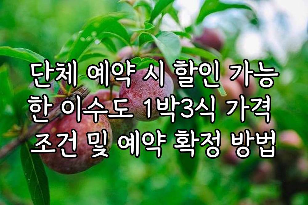 단체 예약 시 할인 가능한 이수도 1박3식 가격 조건 및 예약 확정 방법
