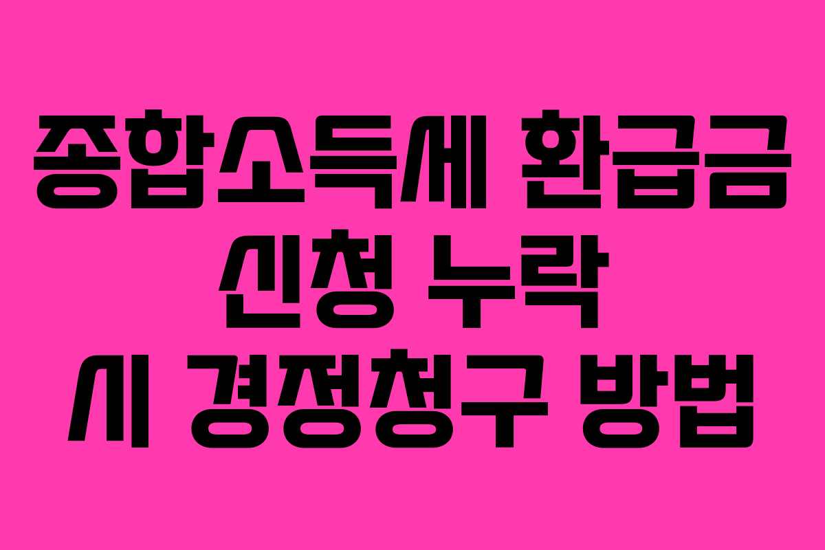 종합소득세 환급금 신청 누락 시 경정청구 방법