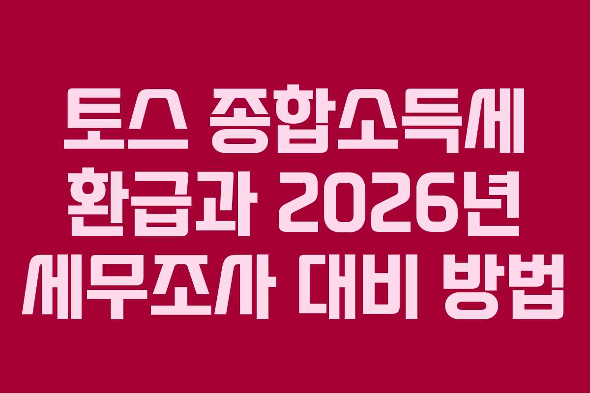 토스 종합소득세 환급과 2026년 세무조사 대비 방법