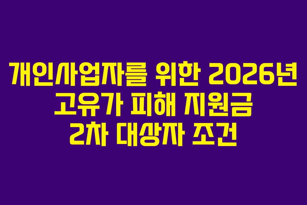 개인사업자를 위한 2026년 고유가 피해 지원금 2차 대상자 조건 개인사업자를 위한 2026년 고유가 피해 지원금 2차 대상자 조건