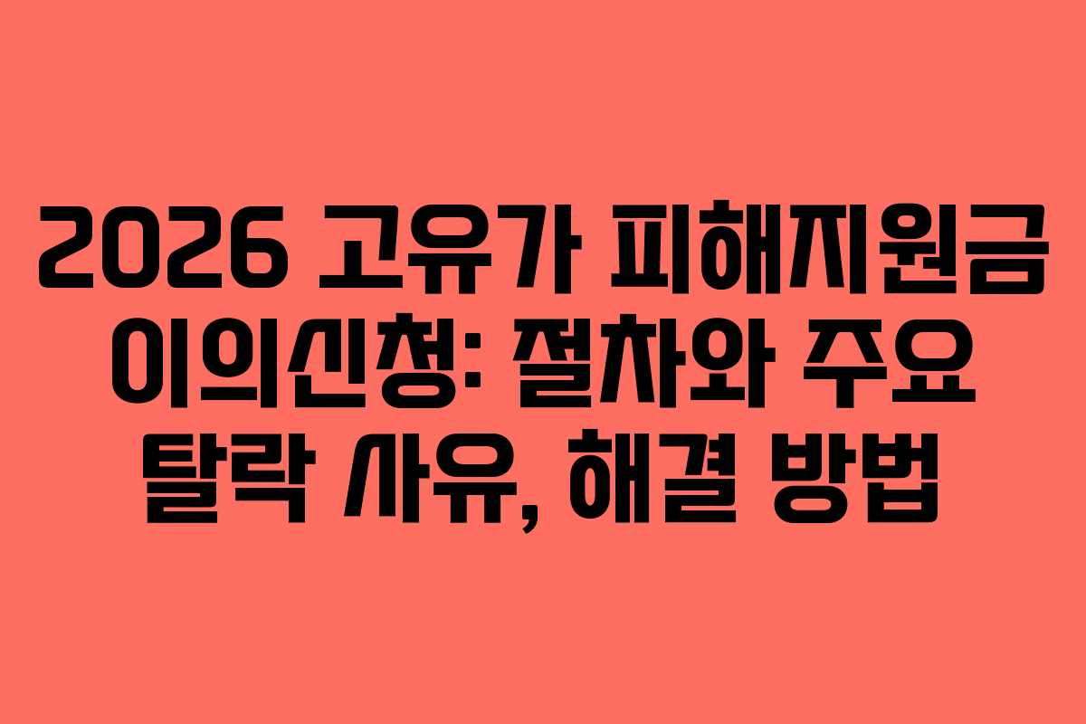 2026 고유가 피해지원금 이의신청: 절차와 주요 탈락 사유, 해결 방법