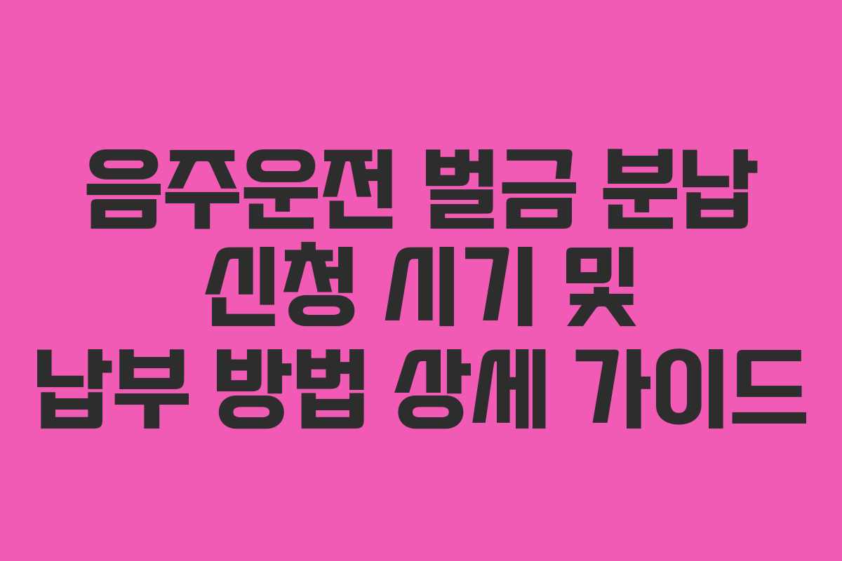 음주운전 벌금 분납 신청 시기 및 납부 방법 상세 가이드 음주운전 벌금 분납 신청 시기 및 납부 방법 상세 가이드