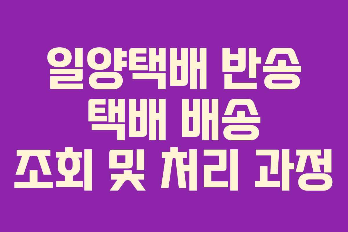 일양택배 반송 택배 배송 조회 및 처리 과정 일양택배 반송 택배 배송 조회 및 처리 과정